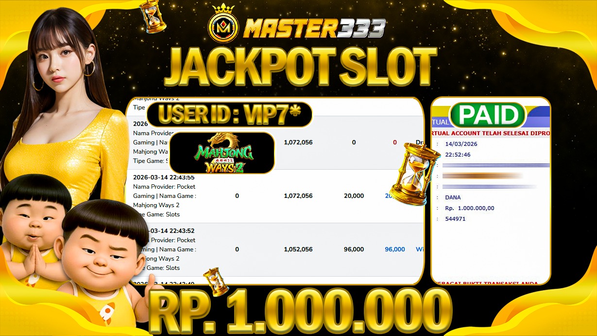 JACKPOT 1.000.000 JUTA DIMASTER333 LANGSUNG DIBAYAR LUNAS